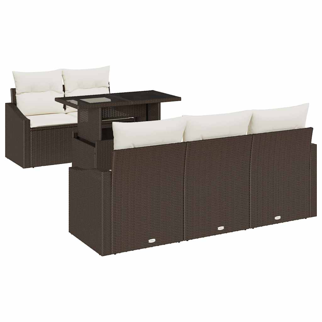 Garten-Sofa-Set mit Speicher 6 pcs Braun Poly Rattan